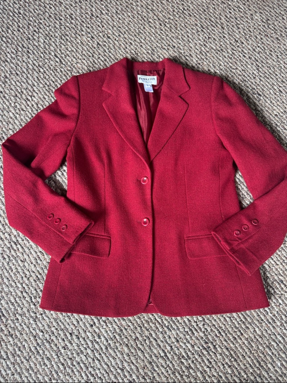 Vintage Pendleton Petite Women's Deep Red Wool Blazer Jacket